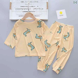 子供用 キッズ パジャマ 部屋着 ルームウェア ナイトウェア かわいい プリント 柄物 赤ちゃん用品 快適 上下セット ズボン パンツ 春夏 薄手 恐竜