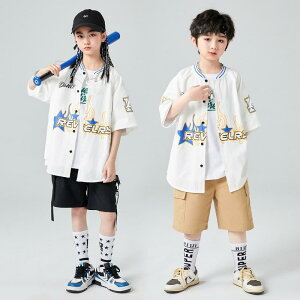 子供 ヒップホップ 男の子 小学生 パフォーマンス おソロコーデ スポーティー 野球 ユニフォーム風 発表会 カジュアル 短パン 半袖 男女兼用 ユニセックス
