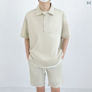 ポロシャツ メンズ 紳士服 トップス カジュアル シンプル ラフ モード おしゃれ スポーティー クラシック 夏 韓国 セットアップ ツーピース 無地 半袖