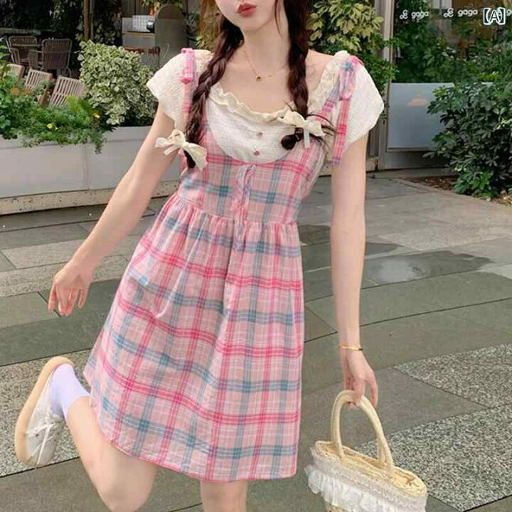 楽天市場】レディース 夏 大きめ サイズ フェイク ツーピース 