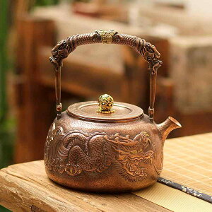 ケトル やかん ティーポット 銅製 中国風 茶道具 茶器 アクセサリー 趣味 レトロ チャイナ風 ハイエンド おしゃれ おもてなし プレゼント 高級感 ドラゴン