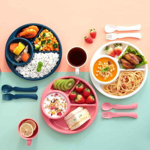 仕切り ワンプレート 子供用 ディナー ランチ プレート 電子レンジ対応 家庭用 分離 幼児 食器 食事 スプーン フォーク コップ セット