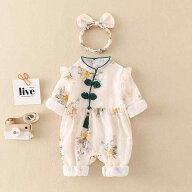 ロンパース カバーオール ベビーウェア 春 花柄 かわいい 服 新生児 お出かけ 二重層 快適 外出 秋 乳児 …