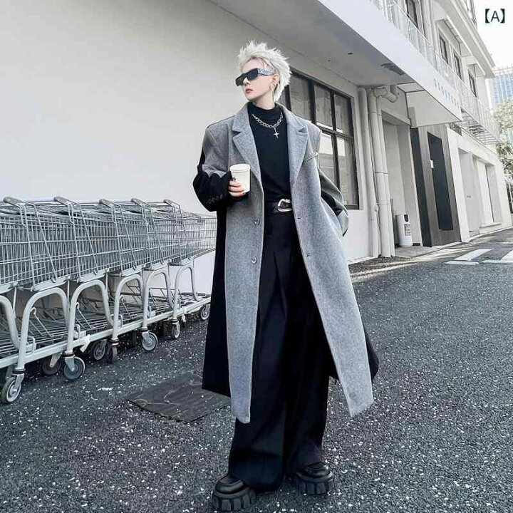 楽天市場】ロングコート 男性用 ツートンカラー 秋冬 コントラスト 