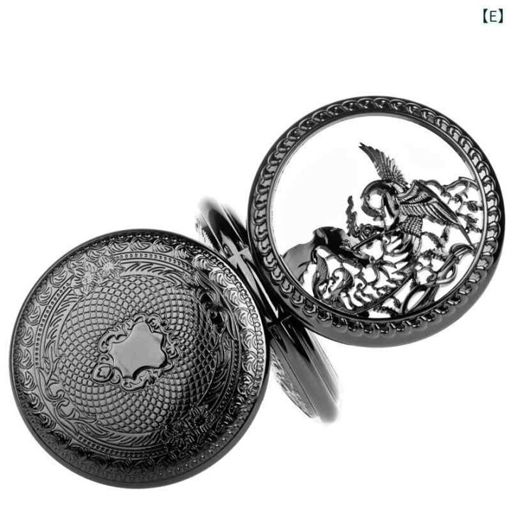 楽天市場】懐中時計 ローマ数字 シルバー 黒 ブロンズ 彫刻 龍 火の鳥 