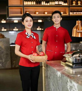 ユニフォーム 制服 作業着 おしゃれ ファッション 業務用 チャイナ風 ホテル 女性 夏 半袖 ケータリング レストラン 職長 ウェイター シェフ 大きいサイズ