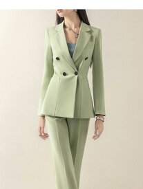 ライト グリーン 女性用 スーツ ジャケット 春秋 エレガント 営業 オフィス シンプル 華やか おしゃれ パステル
