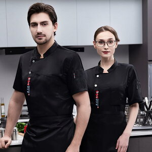 コック服 シェフ オーバー オール 半袖 夏 薄手 通気性 メッシュ レストラン ケータリング ホテル キッチン ケーキ ショップ 弾性繊維 飲食店 厨房 制服 男女兼用