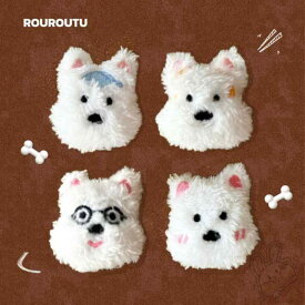 ブローチ レディース メンズ キッズ アクセサリー 子犬 白犬 白い 犬 ぬいぐるみ ピン有り無し デザイン 4種類 かわいい バッグ 装飾 目印 マーク ポイント 服飾 プレゼント ギフト