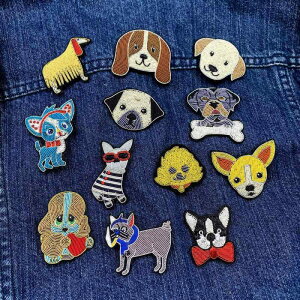 ブローチ レディース キッズ アクセサリー 犬 布製 刺繍 ピンバッジ かわいい ブルドッグ 子犬 シルク製 アメリカン 装飾 手作り カジュアルコーデ 動物 ペット