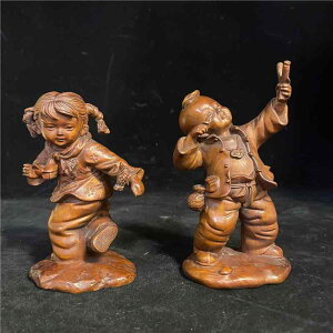 インテリア 小物 木製 おしゃれ 装飾品 ツゲ 彫刻 子供 レトロ 無垢材 男の子 女の子 キャラクター フィギュア 木彫り アート プレゼント 置物 オブジェ