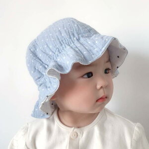 帽子 赤ちゃん用 ハット バケハ ベビー 春秋 薄手 綿 新生児 ユニセックス ジェンダーレス フリル ベイビー フード 子供 日焼け防止 春夏秋 日よけ かわいい ポップ 写真 映え おしゃれ