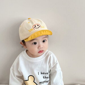 ベースボール キャップ ベビー 帽子 韓国 文字 ピーク キャップ 笑顔 春秋 赤ちゃん かわいい カジュアル ソフト 耳 野球帽 男女兼用 旅行