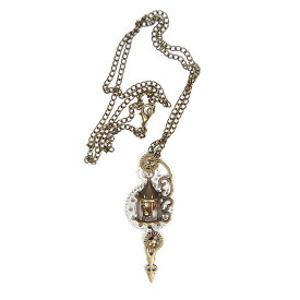 スチーム パンク アクセサリー コンチネンタル レトロ ブロンズ メタル チェーン クロック バードケージ ペンダント ネックレス