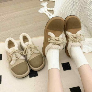 スノーブーツ レディース 厚底 裏起毛 かわいい 綿 靴 冬 暖かい レースアップ 毛皮レ ディース ミディアムヒール ラウンドトゥ スエード