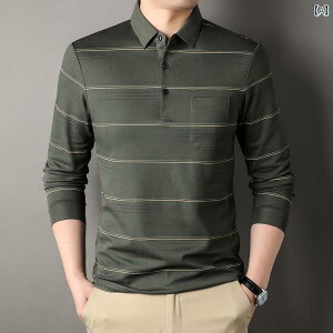 ポロシャツ 長袖 メンズ トップス ゴルフ レジャー 普段使い 春 綿 ポケット 付き トップ Tシャツ リアル ポケット シンプル きれいめ おしゃれ