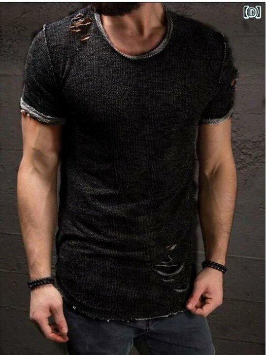 楽天市場】男性服 Tシャツ ダメージ加工 破れ加工 春夏 薄手 メンズ 