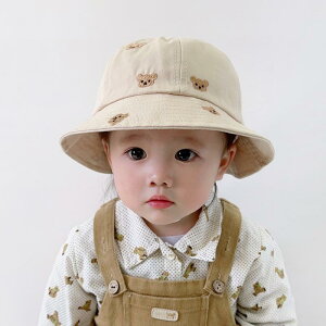 サンハット キッズ ベビー 帽子 バケットハット かわいい クマさん 刺繍 赤ちゃん 男の子 女の子 フィッシャーマンハット 帽子 春秋 日よけ帽子 子供 夏 薄手 日焼け防止 約1〜3歳赤ちゃんの