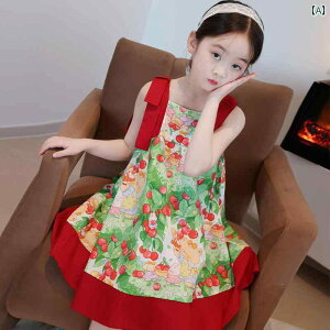 ワンピース キッズ ガールズ ドレス サマー ファッション プリンセス ドレス 子供用 薄手 コットン サスペンダー スカート ベビー サマー ドレス