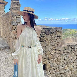 ワンピース チベット 旅行 観光 撮影 女性 夏 ボヘミアン タイ エスニック バルーンスカート 休日 春秋 肩出し ベルト付き コーデ一式 民族衣装風 リラックス 大人かわいい