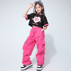 子供用 キッズ 女の子 ストリート ヒップホップ ジャズ ダンス パフォーマンス 衣装 スカート セットアップ おしゃれ かわいい かっこいい ユニーク グループ