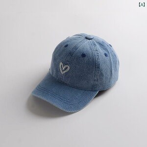 キッズ ベビー 帽子 子供 ベースボール キャップ 春秋 男の子 女の子 野球帽 薄手 日焼け防止 バイザー ベビー かわいい ハート刺繍 デニム生地