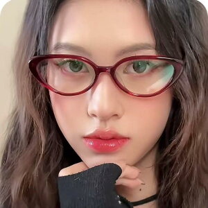 メガネ レトロ ワイン レッド キャットアイ メガネ フレーム 小顔見え 女性用 韓国ファッション ユニセックス ガーリー 近視 学生 逆三角形 スタイリッシュ