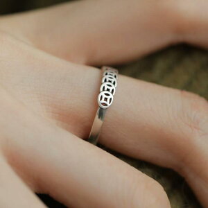 リング 925 シルバー アクセサリー 銅 コイン 幸運 オープン 指輪 サイズ 調整可能 カジュアル レトロ 中国 ハイエンド レディース 軽量 日常使い 多用途 ギフト プレゼント