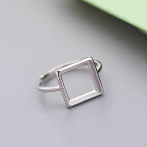 指輪 空枠 はめ込み S925 シルバー レディース 女性 スクエア リングホルダー フレーム ハンドクラフト DIY エレガント オリジナル 象嵌 工作 アクセサリー 素材