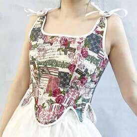 ビスチェ コルセット ボディーシェイパー バストアップ ウエスト 脇腹 シェイプ 引き締め 花柄 後ろ調整 大きいサイズ 薄手 フィット 着痩せ スタイルアップ 見せ下着