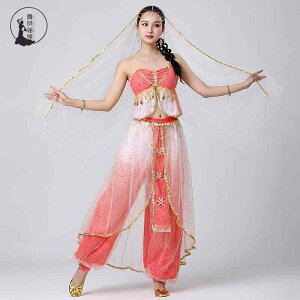 ダンス コスチューム インド 西洋 敦煌 ジャスミン プリンセス ドレス ノースリーブ コスプレ 衣装 カジュアル エキゾチック パフォーマンス 舞台 レディース 軽量 ソフト 練習着 パーティ