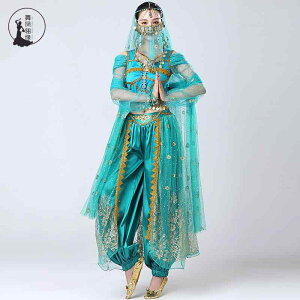 ベリー ダンス コスチューム インド ウイグル 敦煌 ジャスミン プリンセス ドレス 長袖 衣装 カジュアル エキゾチック 舞踊 パフォーマンス レディース 軽量 ソフト 練習着 パーティー