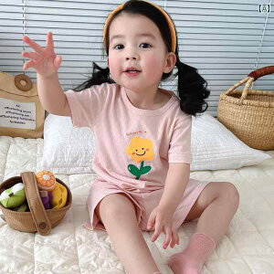 子供用 キッズ パジャマ 部屋着 ルームウェア ナイトウェア かわいい プリント 赤ちゃん用品 涼感 上下セット ズボン パンツ 韓国 夏 薄手 2点セット
