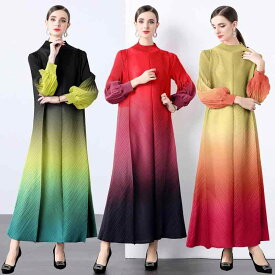 ワンピース レディース グラデーション 大きいサイズ ゆったり 華やか ドレス ロング スカート ブリティッシュ エレガント 個性