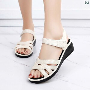 サンダル ママ 夏 ソフトソール 滑り止め 作業靴 ウェッジヒール ミドルヒール 軽量 フラットヒール プラスチック おばあちゃん レディース 靴 アウトドア用