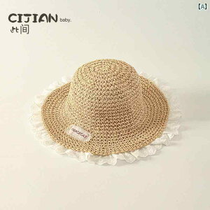 子供用 キッズ ベビー 赤ちゃん用品 幼児 帽子 ハット かわいい おでかけ レジャー おしゃれ 小物 レース 麦わら帽子 夏 ビーチ 旅行 つば広 日焼け対策