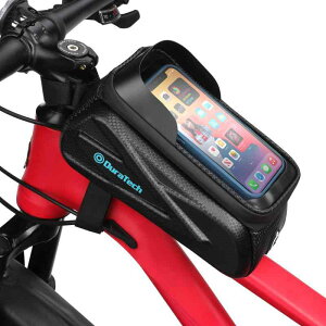 DURATECH 自転車バッグ トップチューブバッグ ロードバイクバッグ フレームバッグ 高感度タッチスクリーン 遮光カバー付き 撥水防塵 装着便利 小物収納 6.9インチスマホ対応