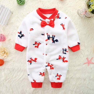 ロンパース カバーオール 秋冬 赤ちゃん 男の子 フランネル 暖かい 厚手 裏起毛 モコモコ かわいい アニマル柄 部屋着 パジャマ 出産祝い ギフト ベビー服