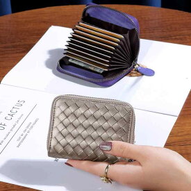 レディース ファッション シープスキン 手織り ジッパー カードホルダー コンパクト 小銭入れ 運転免許証 ミニマル 軽量 実用的 持ち運び エレガント 上品