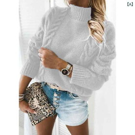 ニットプルオーバー レディース 秋冬 ハイネック 長袖 無地 アクリル素材 きれいめ カジュアル オフィス 通勤 ストレートシルエット 切り替えデザイン