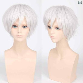 ウィッグ 男性用 かつら コスプレ アニメ キャラクター 汎用 原宿風 外ハネ ショートヘア 耐熱ファイバー パーマ可能 多色展開 欧米風カラー