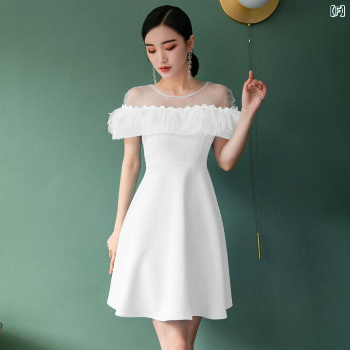楽天市場】パーティードレス 女性用 オフショルダー シフォン 結婚式 