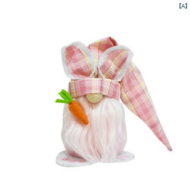 置物 イースター ウサギ ノーム ぬいぐるみ 布製 白ひげ 顔なし キャラクター かわいい ユニーク ピンク 黄色 グリーン デコレーション インテリア 雑貨