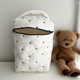 マザーズバッグ ママバッグ 韓国風 ブラック ドット柄 水玉 軽量 多機能 刺繍 ベビーカー 吊り下げ 手提げ ベビー用品収納 お出かけ 育児アイテム
