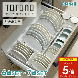 【20日~21日限定★ポイント5倍】 トトノ ディッシュスタンド セット 引き出し用 ( totono 食器スタンド 食器収納 キッチン 収納 引き出し 立てる収納 お皿 収納 食器ラック ミニ レギュラー ワイド 台所 皿立て お椀立て 洗える 大皿収納 区切れる 取り出しやすい 抗菌 耐熱
