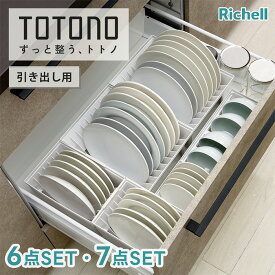 トトノ ディッシュスタンド セット 引き出し用 ( totono 食器スタンド キッチン 収納 引き出し 食器収納 立てる収納 お皿 収納 ミニ レギュラー ワイド 台所 皿立て お椀立て 洗える 大皿収納 区切れる 食器ラック 取り出しやすい 抗菌 耐熱 整理 清潔 リッチェル )