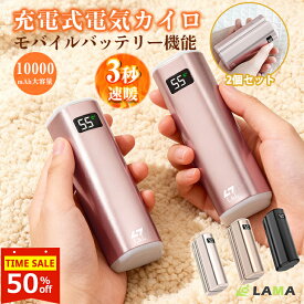 今だけ★P10&半額で2,540円！充電式カイロ 2個セット モバイルバッテリー機能【3秒速暖&収納袋付き】360°全方位発熱 10000mAhバッテリー 3段階温度調整 MAX55℃ 充電カイロ コンパクト 分離式カイロ 携帯カイロ あったかグッズ/防寒対策 使い捨てない ギフト