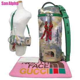 【1000円OFF 5/27 01:59迄】グッチ バッグ ショルダーバッグ GUCCI × North Face ノースフェイス コラボ ナイロン 風景 ショルダー 斜め掛け 679760（マルチカラー）ブティックライン メンズ 送料無料