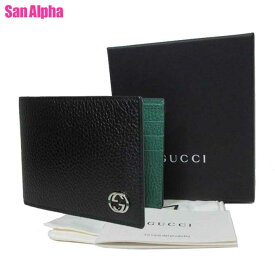 【1000円OFF 5/27 01:59迄】グッチ 財布 二つ折り財布 (小銭入れなし) GUCCI インターロッキングG レザー 二つ折り 611229 CAO2N 1080 (ブラック系) アウトレット メンズ 送料無料