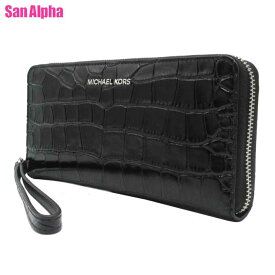 マイケルコース 財布 長財布 MICHAEL KORS JET SET レザー クロコ調 ラウンドジップウォレット 32F4SJ6T3E BLACK (ブラック) ブティック レディース 送料無料
